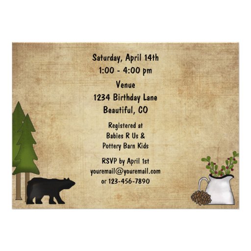 Rustic Mountain Bear Baby Shower Invitation