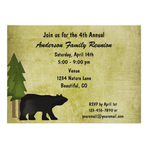 Rustic Mountain Bear Family Reunion Invitation