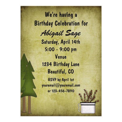 Rustic Mountain Country Moose Birthday Invitation