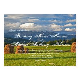 Rustic Mountain Field Country Wedding Invitations 4.5