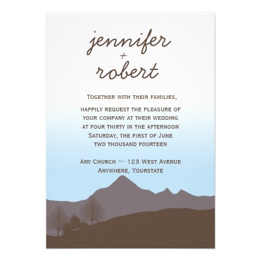 Rustic Mountain Watercolor Wedding Invitation