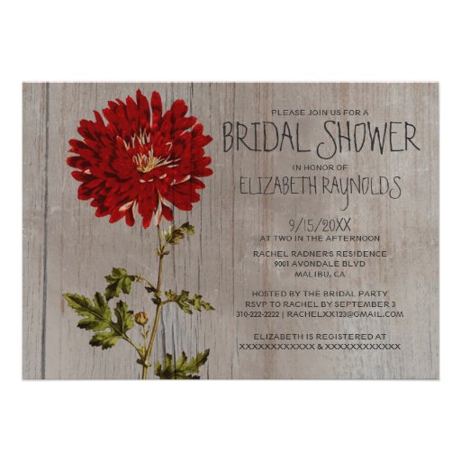 Rustic Mums Bridal Shower Invitations