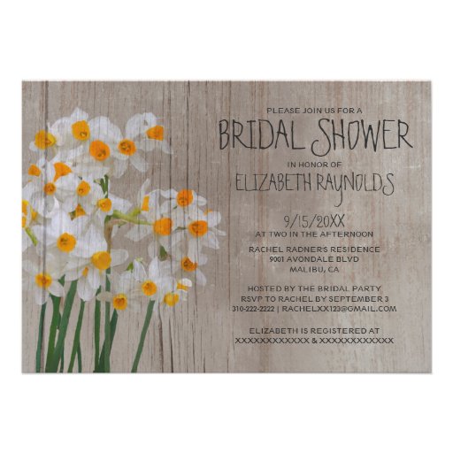 Rustic Narcissus Bridal Shower Invitations