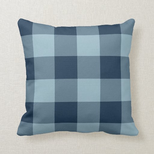 Rustic Navy and Light Blue Buffalo Check Plaid Throw Pillow Zazzle