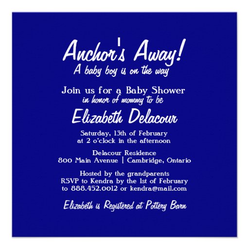Rustic Navy Blue Nautical Baby Shower Invitation