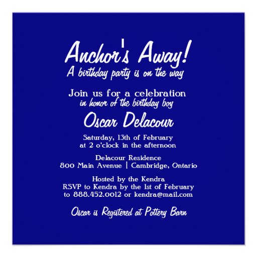 Rustic Navy Blue Nautical Birthday Invitation