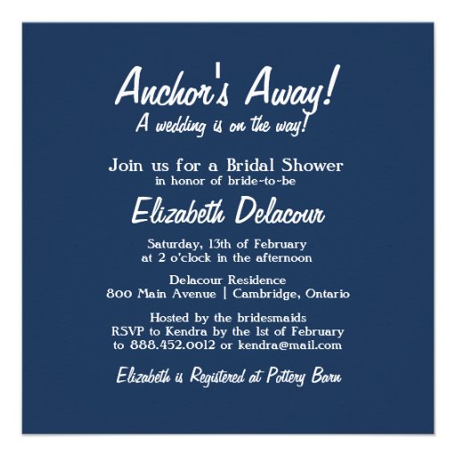 Rustic Navy Nautical Bridal Shower Invitation