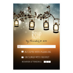rustic night lights - lanterns wedding RSVP cards
