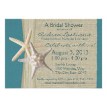Rustic Ocean Starfish Bridal Shower Invitation