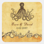rustic octopus beach wedding  envelopes seals stickers