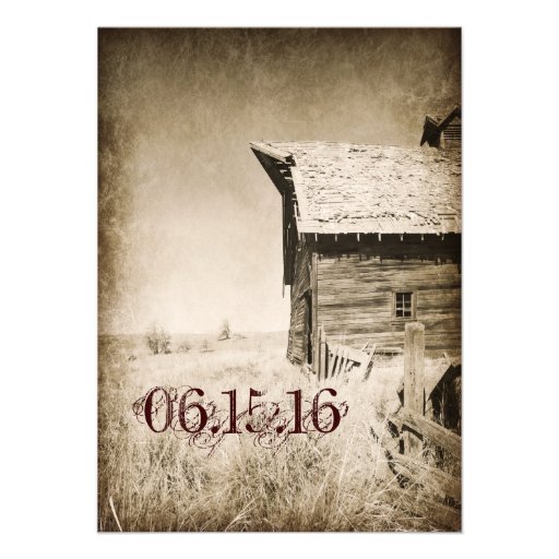 Rustic Old Barn Country Wedding Invitations