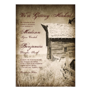 Rustic Old Barn Country Wedding Invitations