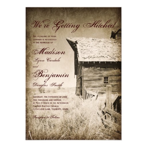 Rustic Old Barn Country Wedding Invitations