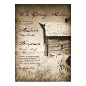 Rustic Old Barn Country Wedding Invitations 4.5