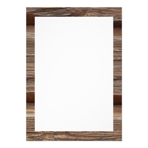 Rustic Old Heart on Log Cabin Wood Announcements