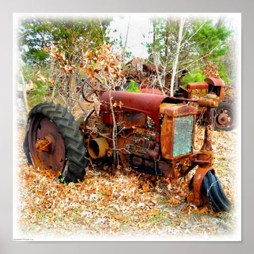 Rustic Old Junk Yard Farm Tractor Poster Zazzle