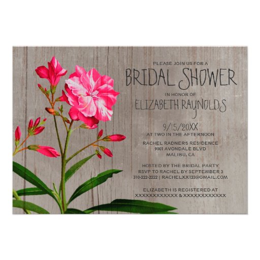 Rustic Oleander Bridal Shower Invitations