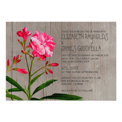 Rustic Oleander Wedding Invitations