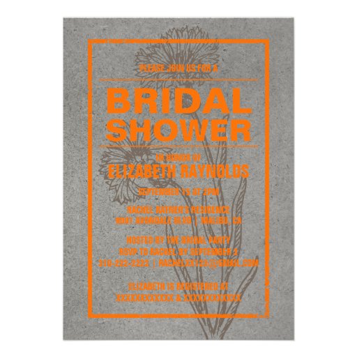 Rustic Orange Bridal Shower Invitations