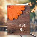 Rustic Orange Daisy Country Thank You Note Card