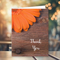 Rustic Orange Daisy Country Thank You Note Card