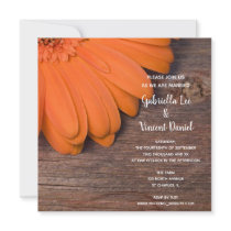 Rustic Orange Daisy Country Wedding Invitation