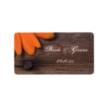 Rustic Orange Daisy Country Wedding Labels