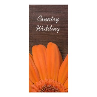 Rustic Orange Daisy Country Wedding Program Custom Rack Card