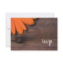 Rustic Orange Daisy Country Wedding Response Card Announcements