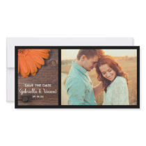 Rustic Orange Daisy Country Wedding Save the Date Custom Photo Card