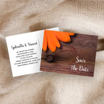 Rustic Orange Daisy Country Wedding Save the Date Postcards