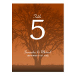 Rustic Orange Oak Tree Wedding Table Number Post Card