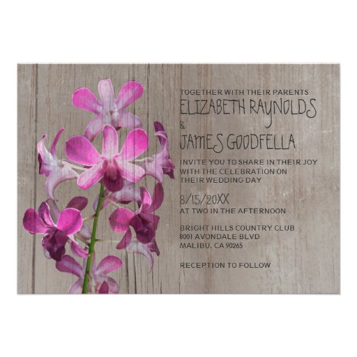 Rustic Orchid Wedding Invitations
