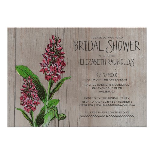Rustic Orchids Bridal Shower Invitations