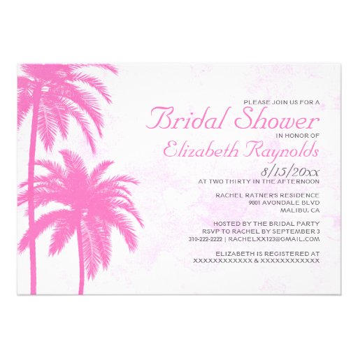 Rustic Palm Tree Beach Bridal Shower Invitations