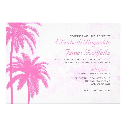 Rustic Palm Tree Beach Wedding Invitations