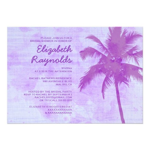 Rustic Palm Trees Beach Bridal Shower Invitations