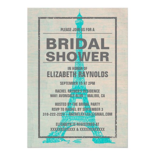 Rustic Paris Bridal Shower Invitations