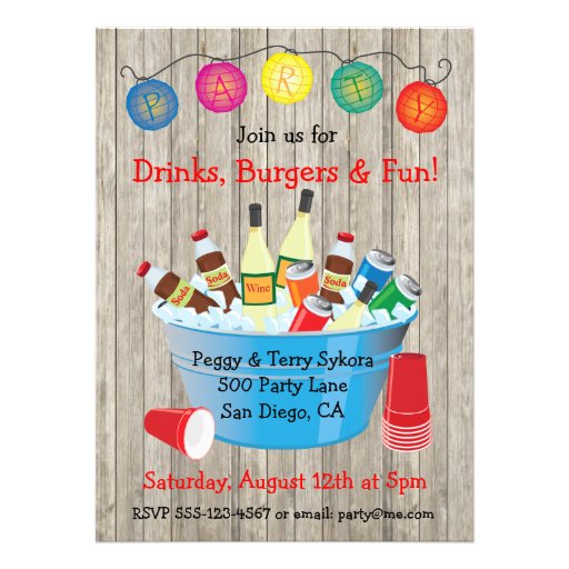 Rustic Party Drinks Invitations