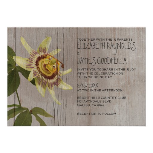 Rustic Passion Flower Wedding Invitations