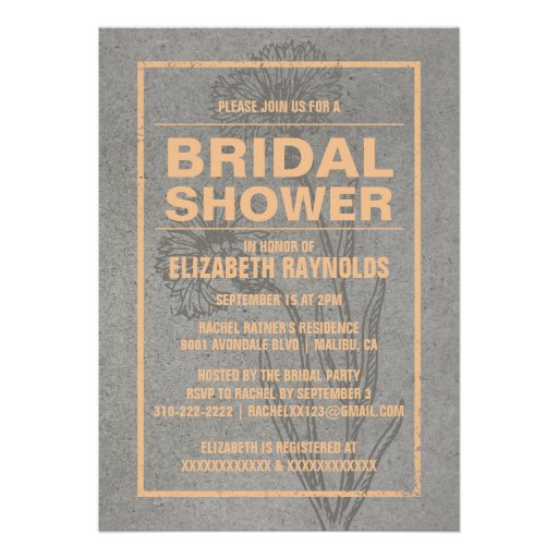 Rustic Peach Bridal Shower Invitations