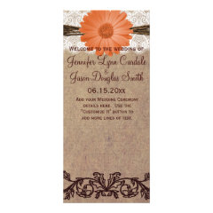 Rustic Peach Daisy Flower Country Wedding Program