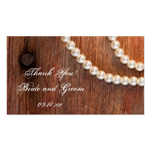Rustic Pearls Country Wedding Favor Tags Business Card Template (front side)