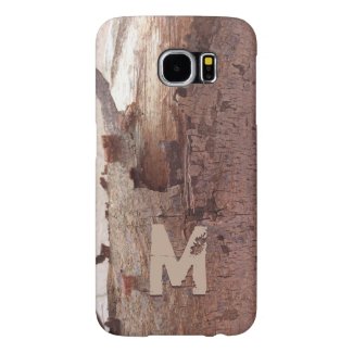Rustic Peeling Wood Tree Bark Monogram Samsung Galaxy S6 Cases