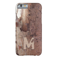 Rustic Peeling Wood Tree Bark Monogram Barely There iPhone 6 Case