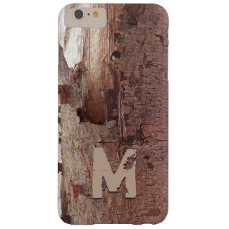 Rustic Peeling Wood Tree Bark Monogram Barely There iPhone 6 Plus Case