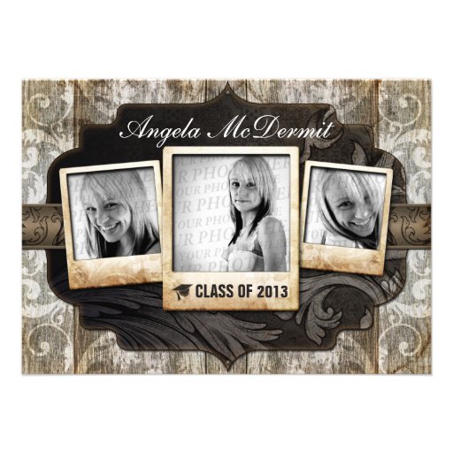 Rustic Photo Graduation Announcement Invite