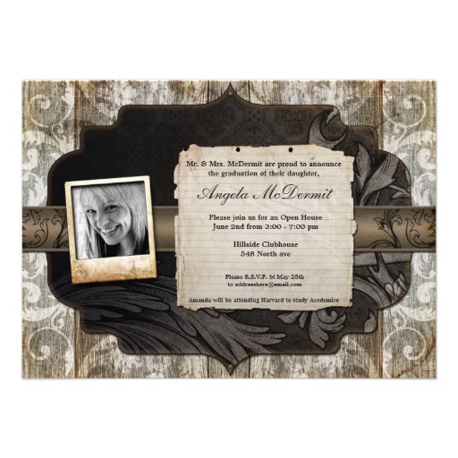 Rustic Photo Graduation Announcement Invite