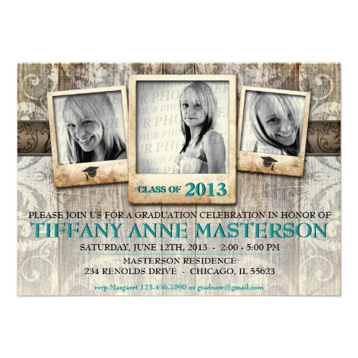 Rustic Photo Graduation Announcement Invite