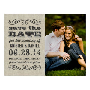 Rustic Photo Save the Dates | Vintage Poster Style Postcard